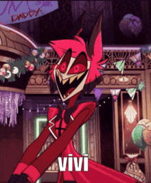 a cartoon character with the word vivi on the bottom right