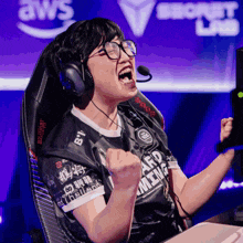 a person wearing headphones and a shirt that says " afd gaming "