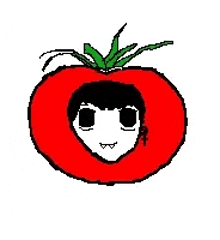 a pixel art drawing of a person in a tomato .