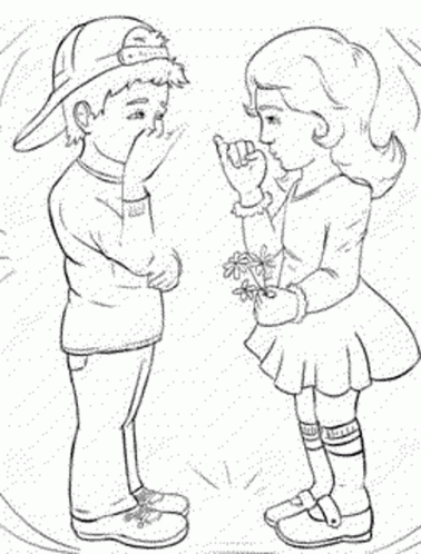 boy and girl friends drawing
