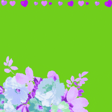 a green background with purple and blue flowers and the words " allah "