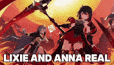 a poster of lixie and anna real with a sword