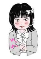 a drawing of a girl with a bow and a lightning bolt