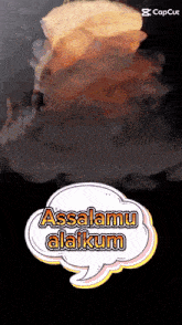 a speech bubble that says " assalamu alaikum " on it
