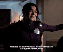 Kate Bishop What Are We Doin GIF - Kate Bishop What Are We Doin I Mean Its Christmas Eve GIFs