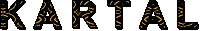 the word kartal is written in black and gold letters on a white background