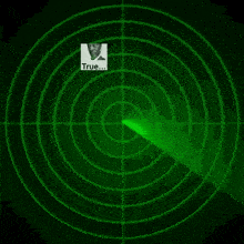 a radar screen with a picture of a man and the words true