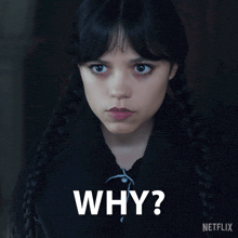 a girl with braids is asking the question why on a netflix poster