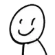 a stick figure with a smiley face on his face .