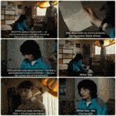 a collage of four images shows a man holding a piece of paper that says i love you
