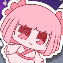 a cartoon drawing of a girl with pink hair and sunglasses