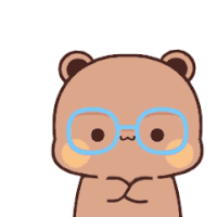 a cartoon teddy bear wearing glasses with chinese writing on the bottom