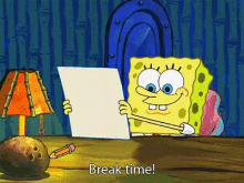 Break Time! GIF - Spongebob Squarepants Homework Breaktime GIFs