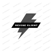 a turbologo logo with a lightning bolt and the words revise client below it