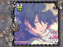 a picture of a boy with the name de megu written on it
