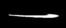 a white arrow on a black background that looks like a jet flying through the air .