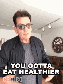 You Gotta Eat Healthier Charlie Sheen GIF - You Gotta Eat Healthier Charlie Sheen Cameo GIFs