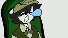 a cartoon of a man with a tear coming out of his eye