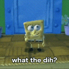 spongebob squarepants is standing in front of a blue door and asking what the dish .