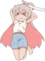 a cartoon of a girl with a sword in her hand