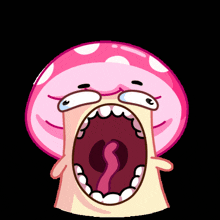 a cartoon of a mushroom with its mouth wide open