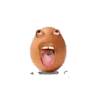 an egg with its tongue sticking out looks like a face