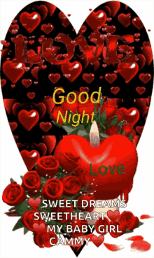 good night love heart roses