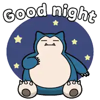 a cartoon drawing of a snorlax says good night
