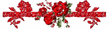 a border with red roses and chinese writing on it