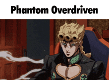a picture of a man in a chair with the words phantom overdriven above him