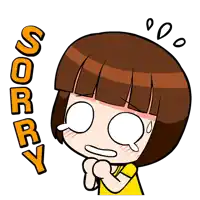 a cartoon of a girl saying sorry with her hands folded