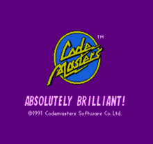 a purple background with a codemasters logo on it