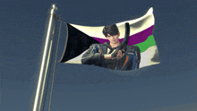 a flag with a picture of a man holding a gun and the word asexual on it