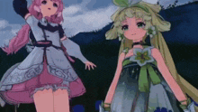 a couple of anime girls standing next to each other