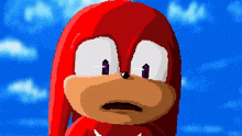 a pixel art drawing of knuckles the echidna