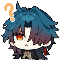 a chibi character with a question mark on his head