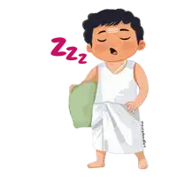 a cartoon of a man sleeping with a pillow and a zzz sign above him