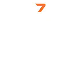 an orange brush stroke on a white background with the letter f