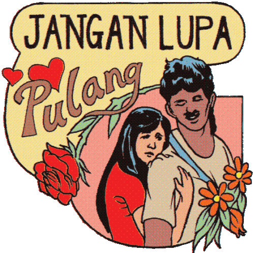Woman Hugging A Man From The Back Saying Don'T Forget To Come Home Sticker - Moms Prayerson The Road Jangan Lupa Pulang Red Rose Stickers