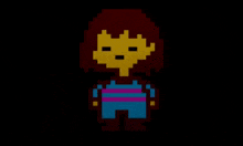 a pixel art drawing of a girl with a yellow face