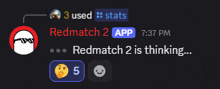 a screenshot of a conversation between redmatch 2 and someone else