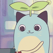 a cartoon drawing of a cat holding a red object