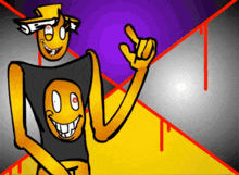 a cartoon of a man with a smiley face on his shirt
