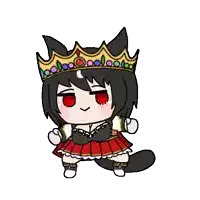 a cartoon drawing of a girl wearing a crown and a red skirt