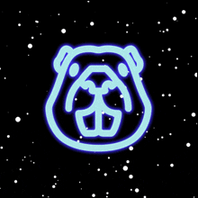 a neon sign of a bear with the letter b on its face