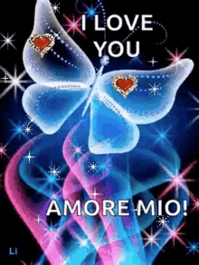 Blue Butterfly Love You GIF - Blue Butterfly Love You Amore Mio GIFs