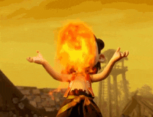 a cartoon character with fire coming out of his head
