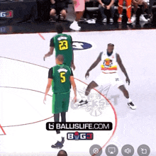 a basketball player wearing a green jersey with the number 5