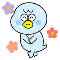 a cartoon drawing of a bird with flowers around it