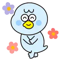 a cartoon drawing of a bird with flowers around it